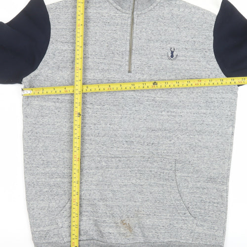 Next Men’s Grey 1/2 Zip Sweatshirt S Regular Fit Mock Neck