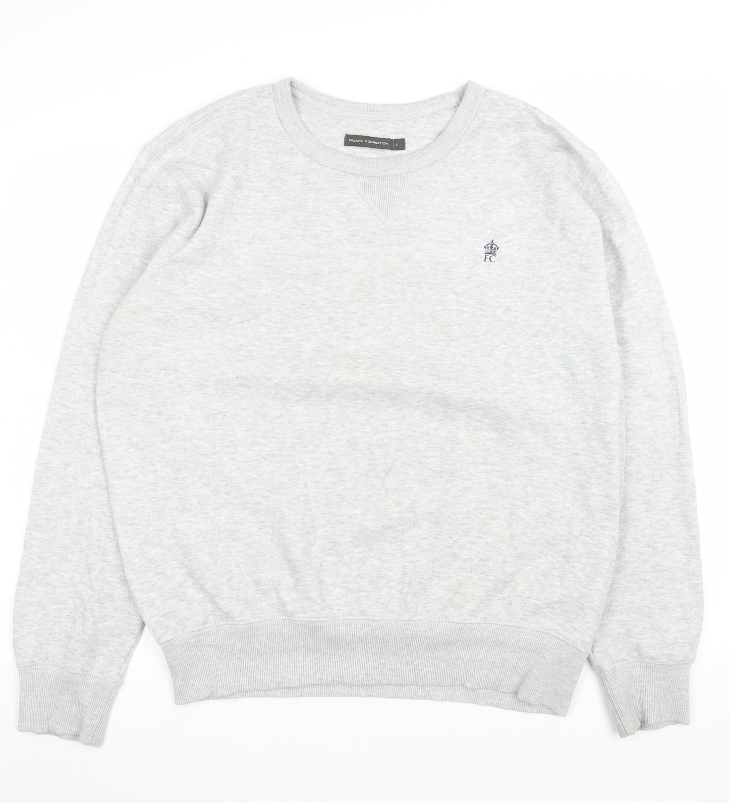 French Connection Mens Grey L Pullover Sweatshirt Crew Neck