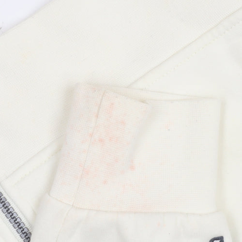 FIRST B Women Ivory Hooded Full Zip Embroidered Jacket Size 10