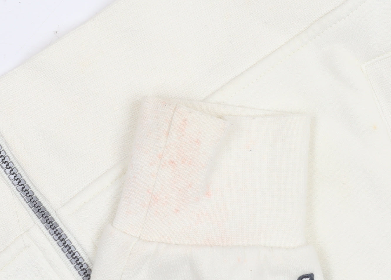 FIRST B Women Ivory Hooded Full Zip Embroidered Jacket Size 10