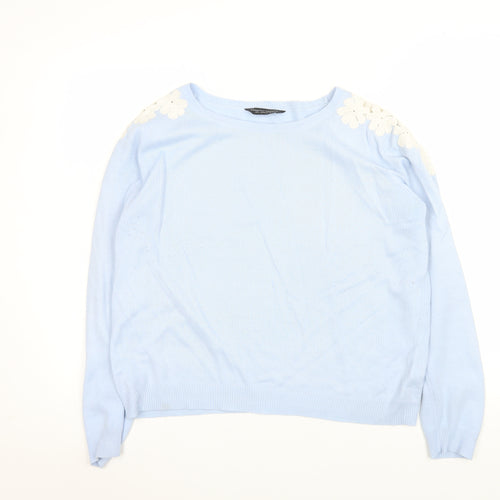 Dorothy Perkins Women's Blue Floral Shoulder Jumper Size 12