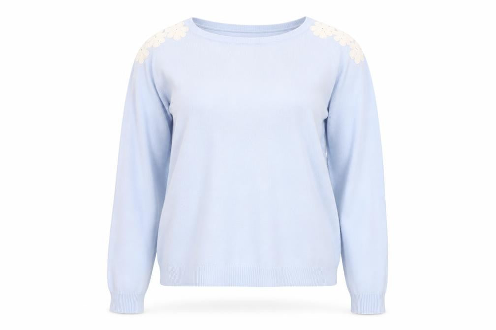 Dorothy Perkins Women's Blue Floral Shoulder Jumper Size 12