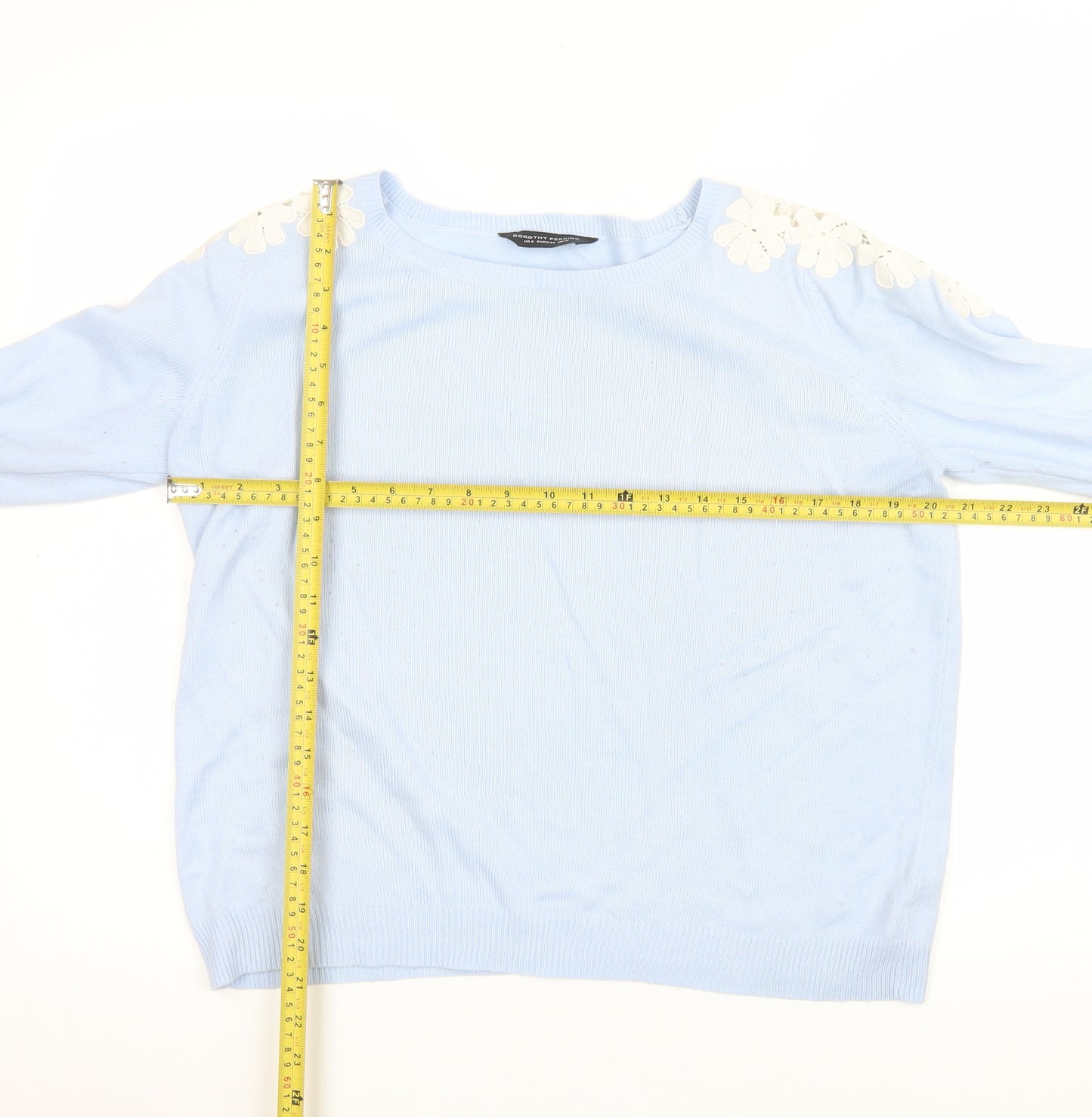 Dorothy Perkins Women's Blue Floral Shoulder Jumper Size 12