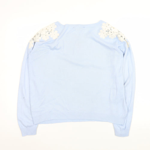 Dorothy Perkins Women's Blue Floral Shoulder Jumper Size 12