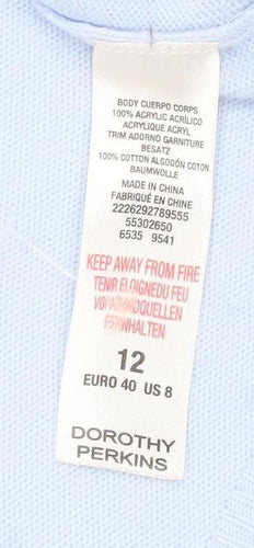 Dorothy Perkins Women's Blue Floral Shoulder Jumper Size 12