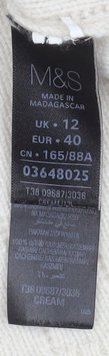 Marks and Spencer Women’s Ivory 100% Cashmere Crew Neck Jumper Size 12