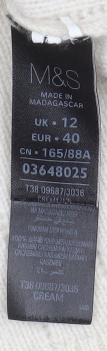 Marks and Spencer Women’s Ivory 100% Cashmere Crew Neck Jumper Size 12