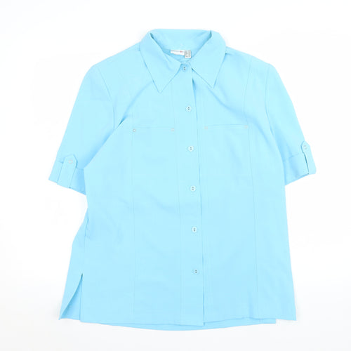 Oscar B Men’s Blue Short Sleeve Button-Up Shirt Size 14 Polyester Blend