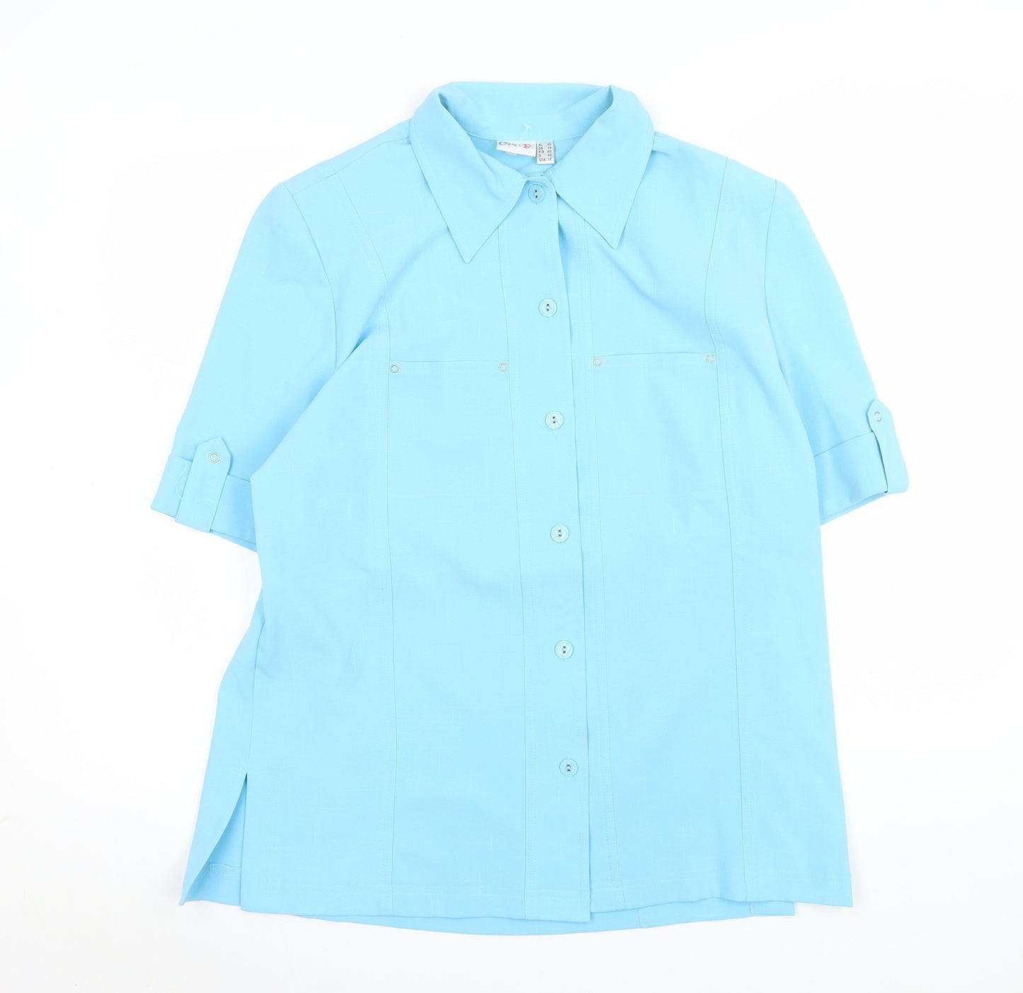 Oscar B Men’s Blue Short Sleeve Button-Up Shirt Size 14 Polyester Blend