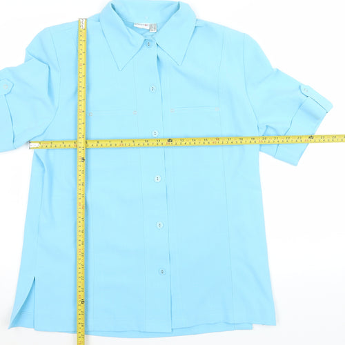 Oscar B Men’s Blue Short Sleeve Button-Up Shirt Size 14 Polyester Blend