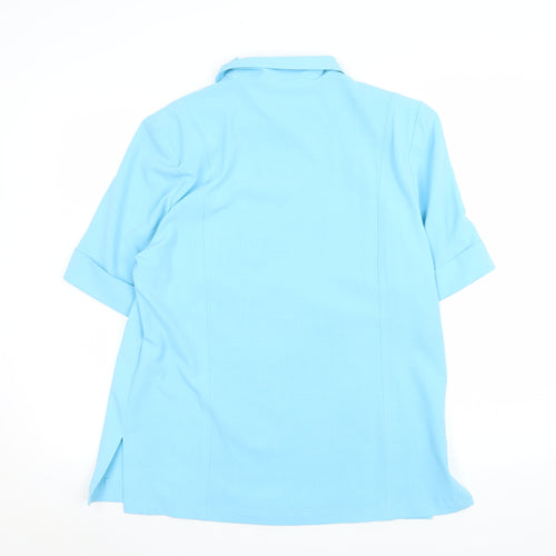 Oscar B Men’s Blue Short Sleeve Button-Up Shirt Size 14 Polyester Blend