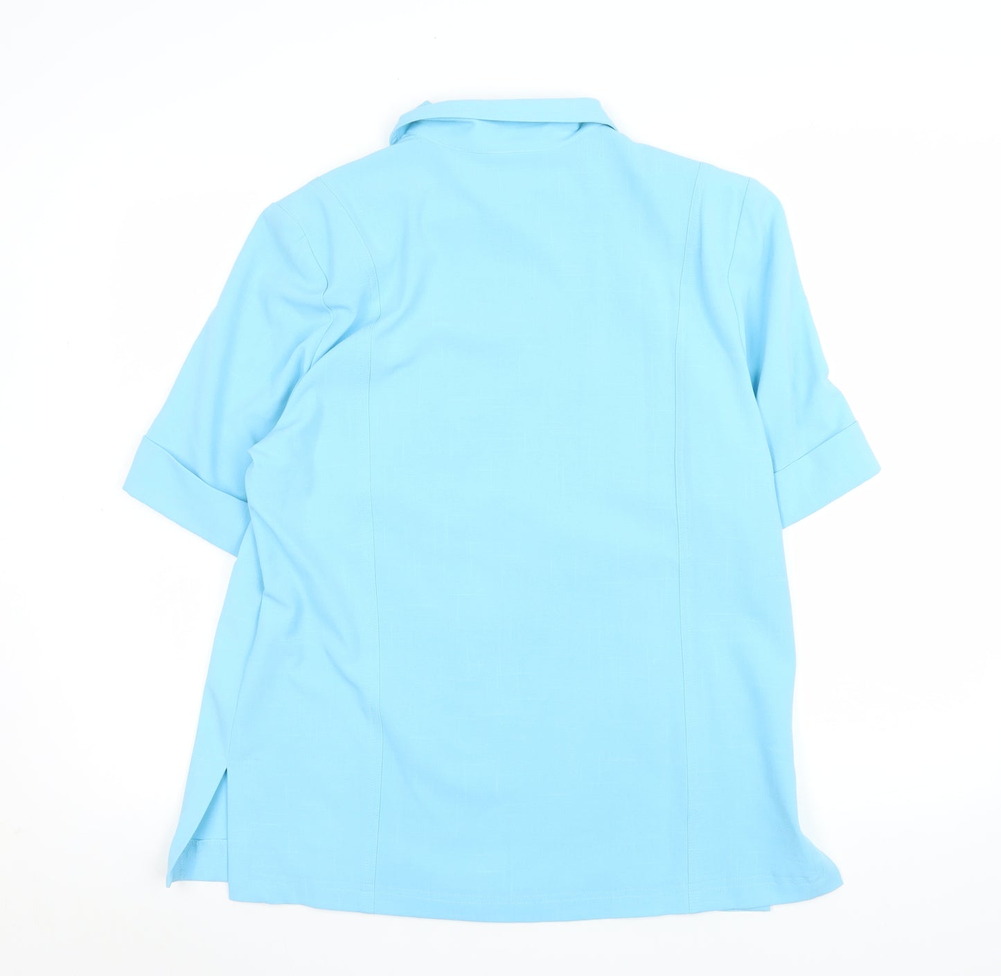 Oscar B Men’s Blue Short Sleeve Button-Up Shirt Size 14 Polyester Blend