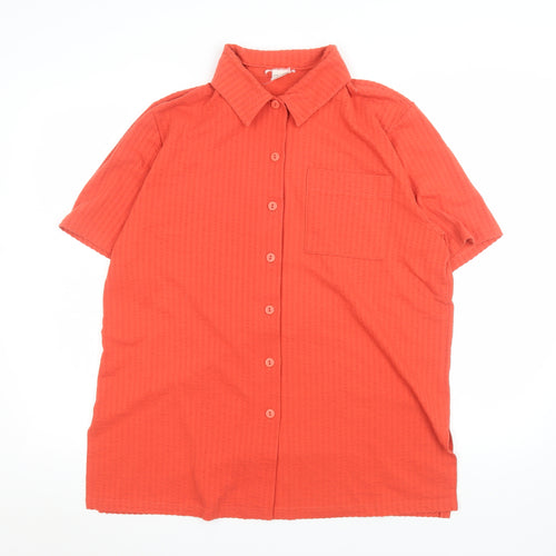 Finn Karelia Men's Orange Short Sleeve Button-Up Shirt Size 14