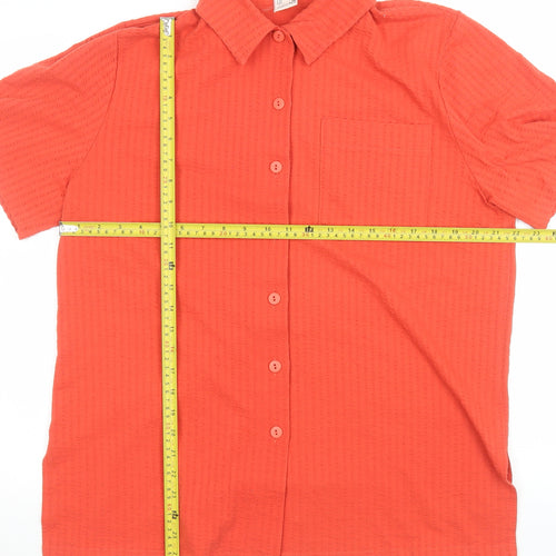 Finn Karelia Men's Orange Short Sleeve Button-Up Shirt Size 14