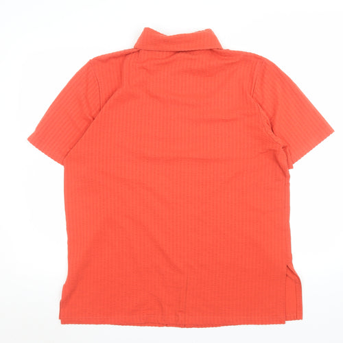 Finn Karelia Men's Orange Short Sleeve Button-Up Shirt Size 14