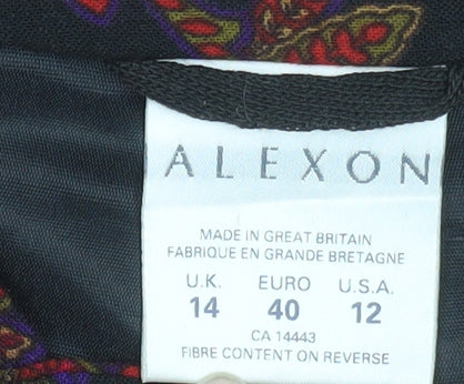Alexon Womens Black Floral Wool Blend Tailored Blazer UK 14