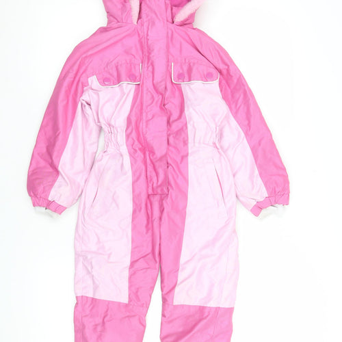 No Fear Girls Pink Hooded Waterproof Insulated Ski Coverall 2-3 Years