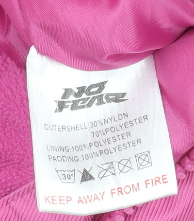 No Fear Girls Pink Hooded Waterproof Insulated Ski Coverall 2-3 Years