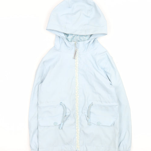 Mountain Warehouse Girls Blue Waterproof Hooded Rain Coat 5-6 Years