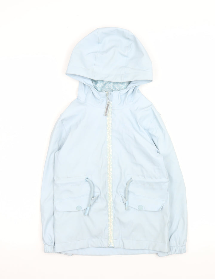Mountain Warehouse Girls Blue Waterproof Hooded Rain Coat 5-6 Years