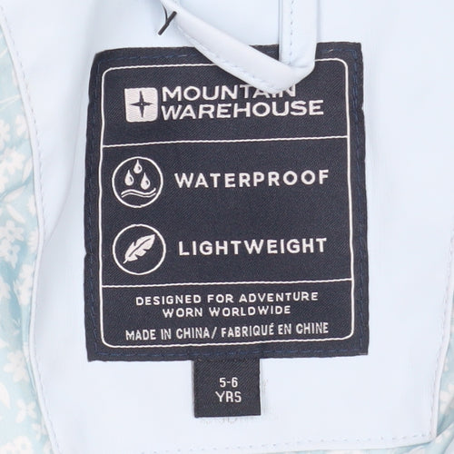 Mountain Warehouse Girls Blue Waterproof Hooded Rain Coat 5-6 Years