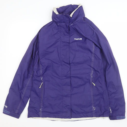 Regatta Womens Purple Waterproof Mid-Length Hooded Jacket UK 10