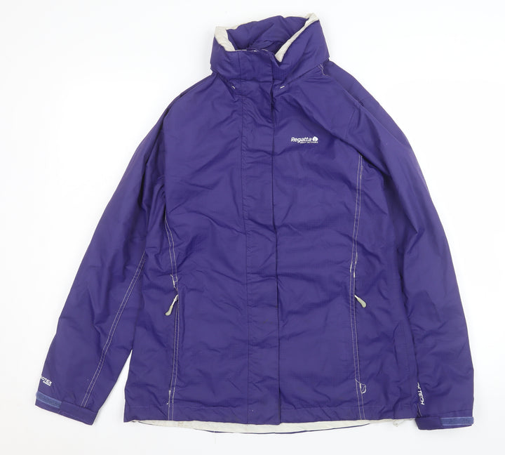 Regatta Womens Purple Waterproof Mid-Length Hooded Jacket UK 10