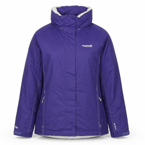 Regatta Womens Purple Waterproof Mid-Length Hooded Jacket UK 10