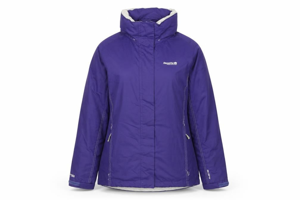 Regatta Womens Purple Waterproof Mid-Length Hooded Jacket UK 10