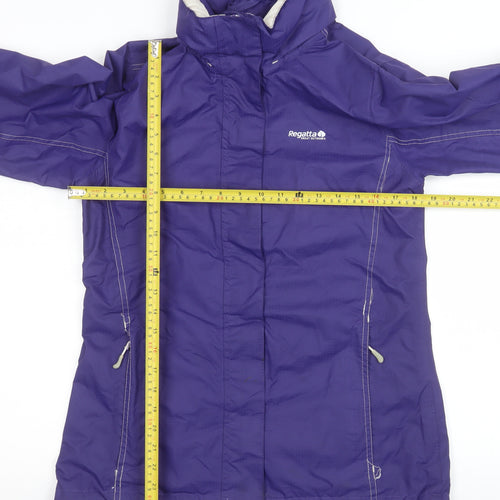 Regatta Womens Purple Waterproof Mid-Length Hooded Jacket UK 10