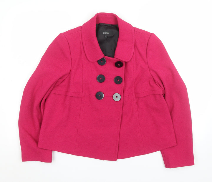 Marks and Spencer Women’s Pink Double-Breasted Petite Blazer UK 14