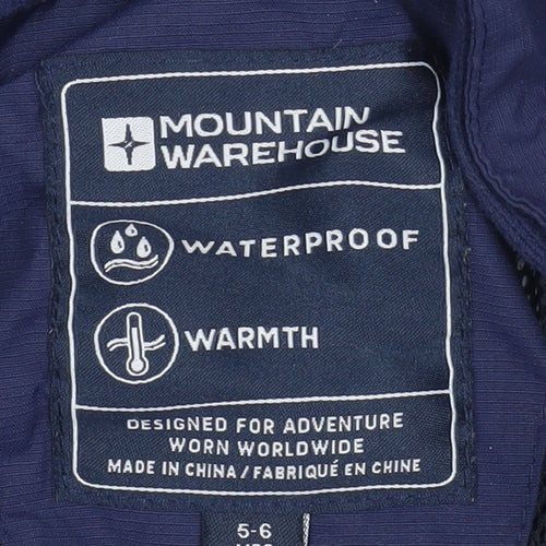 Mountain Warehouse Boys Blue Waterproof Hooded Parka Coat 5-6 Years