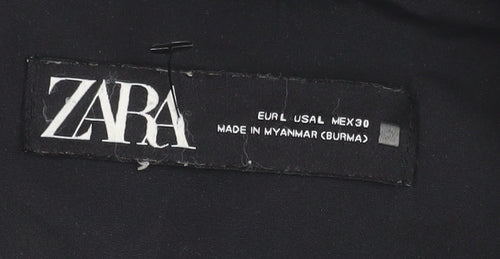 Zara Women Black Hooded Puffer Waistcoat Size 14 Quilted Gilet