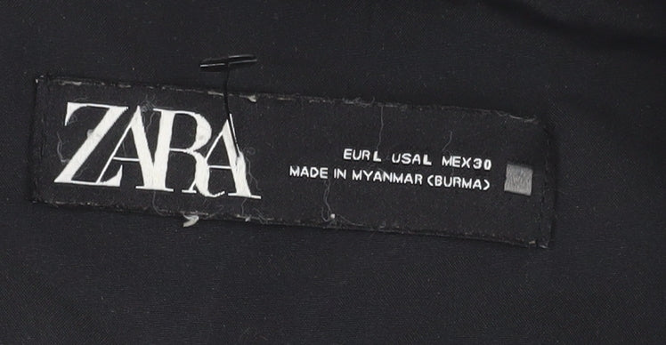 Zara Women Black Hooded Puffer Waistcoat Size 14 Quilted Gilet