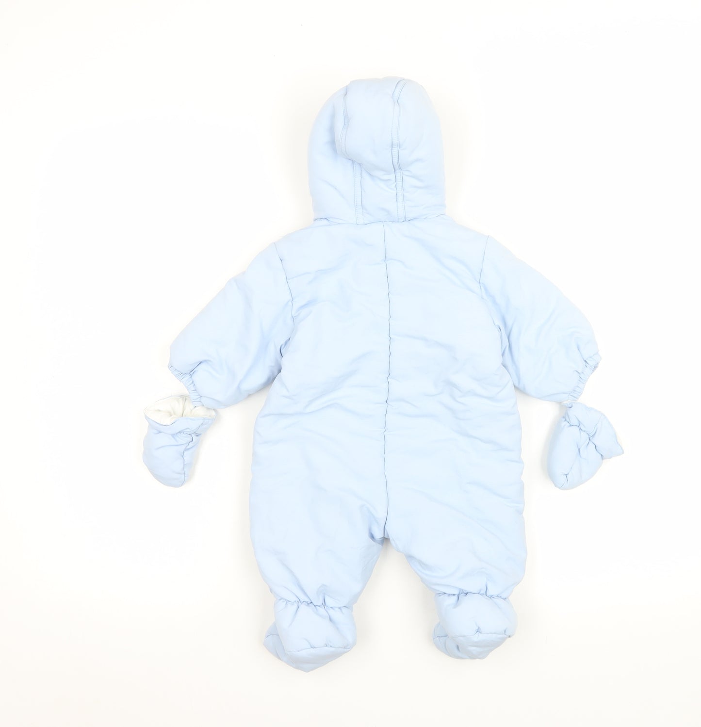 C&A Baby Club Blue Hooded Penguin Winter Snowsuit 3-6 Months Puffer