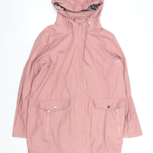 F&F Women’s Pink Hooded Parka Coat Size 14 Lightweight Zip Jacket