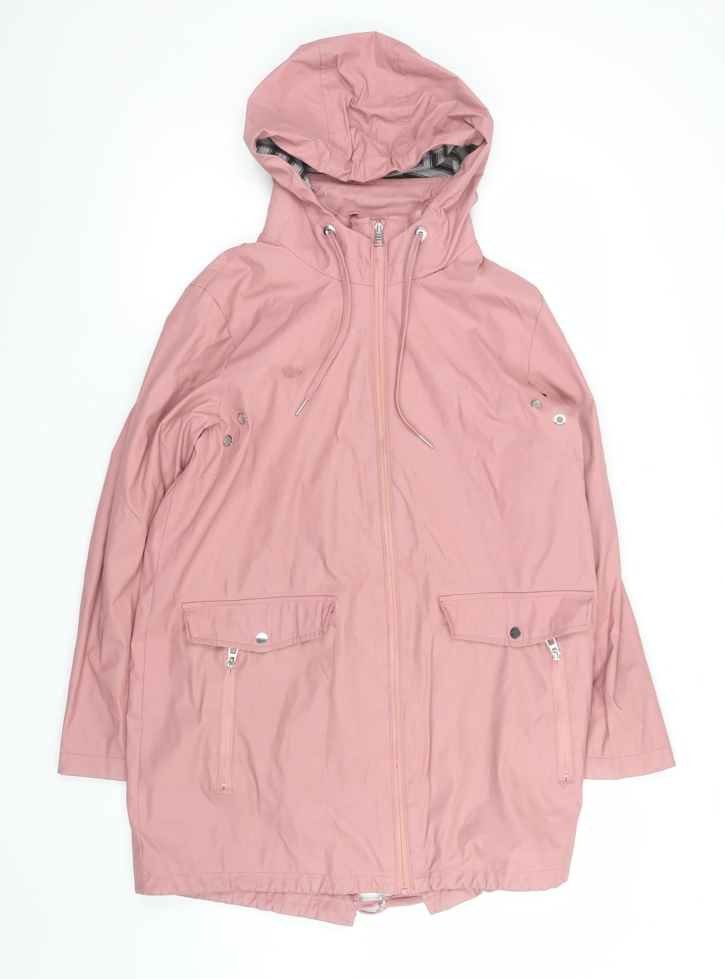 F&F Women’s Pink Hooded Parka Coat Size 14 Lightweight Zip Jacket