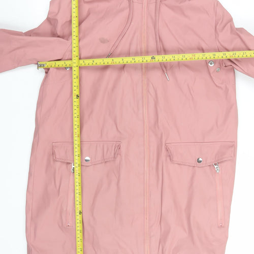 F&F Women’s Pink Hooded Parka Coat Size 14 Lightweight Zip Jacket