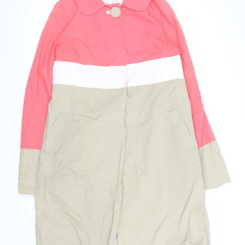 Fran & Jane Women’s Pink Beige Colour Block Cotton Trench Coat Size 8