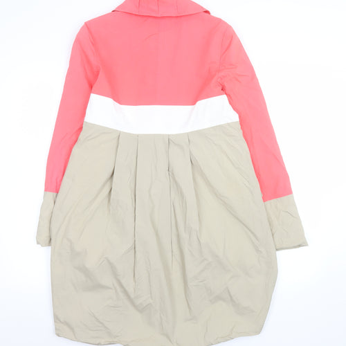 Fran & Jane Women’s Pink Beige Colour Block Cotton Trench Coat Size 8