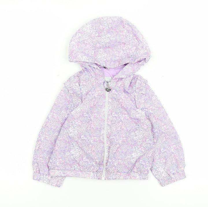 Original Marines Girls Purple Floral Hooded Puffer Jacket 12-18 Months