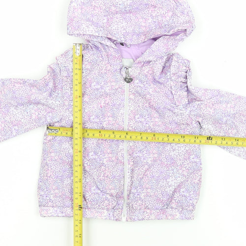 Original Marines Girls Purple Floral Hooded Puffer Jacket 12-18 Months