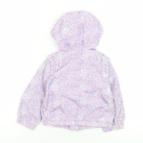 Original Marines Girls Purple Floral Hooded Puffer Jacket 12-18 Months