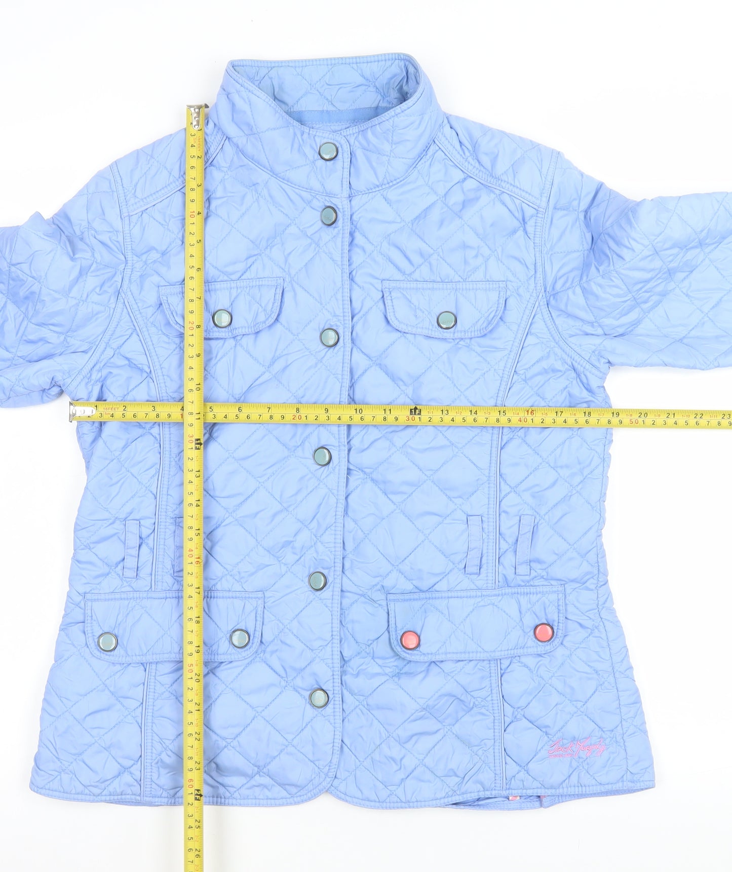 Jack Murphy Women Blue Quilted Mid-Length Jacket Size 14