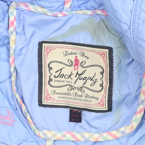 Jack Murphy Women Blue Quilted Mid-Length Jacket Size 14