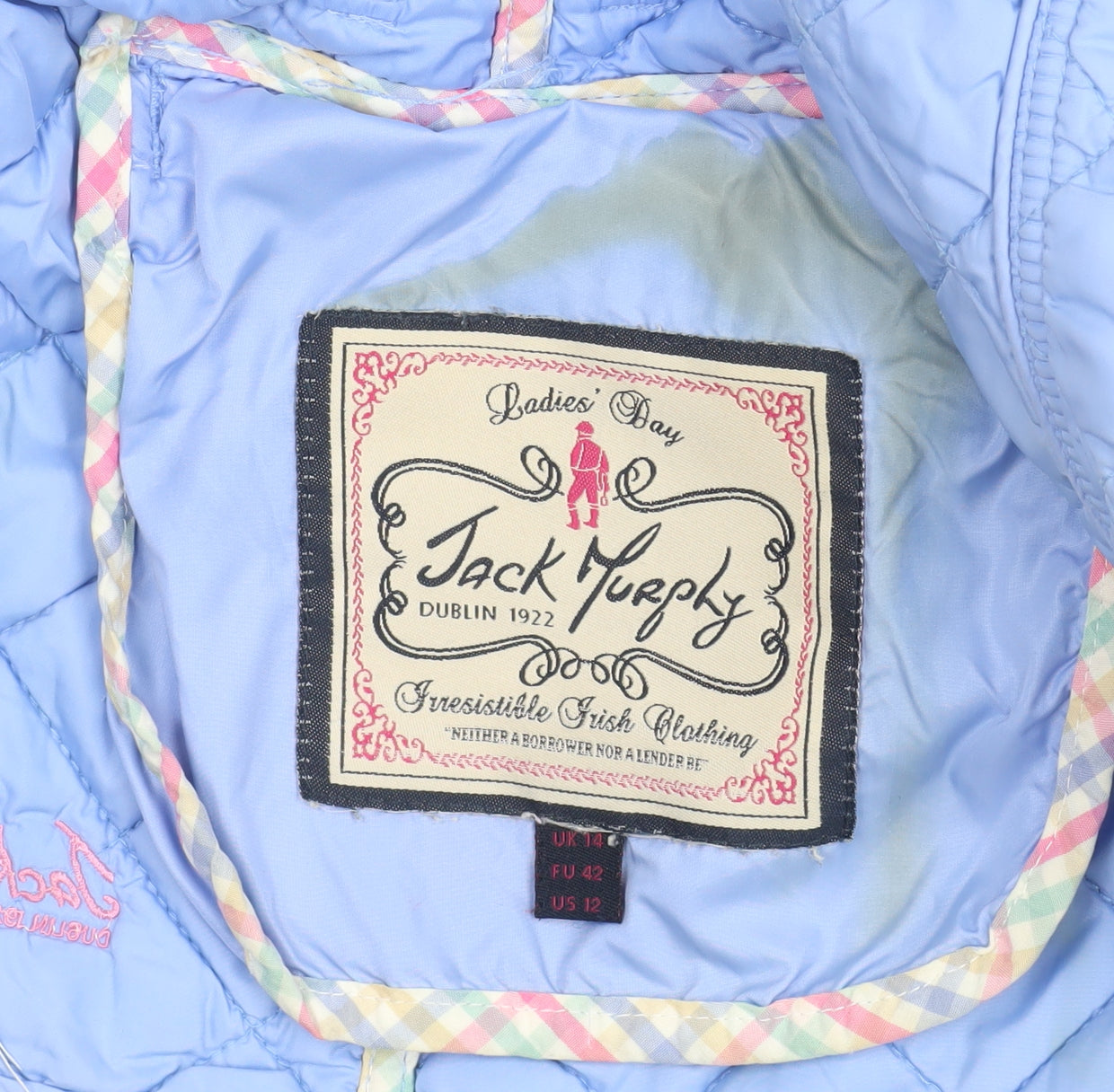 Jack Murphy Women Blue Quilted Mid-Length Jacket Size 14