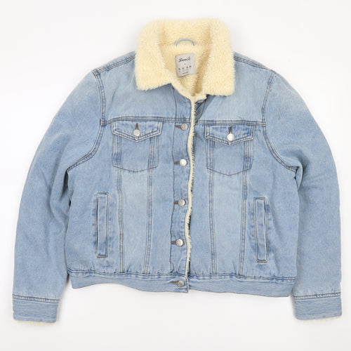 Denim Co. Women's Blue Sherpa Lined Denim Jacket Size 14