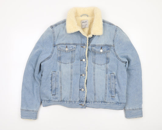 Denim Co. Women's Blue Sherpa Lined Denim Jacket Size 14