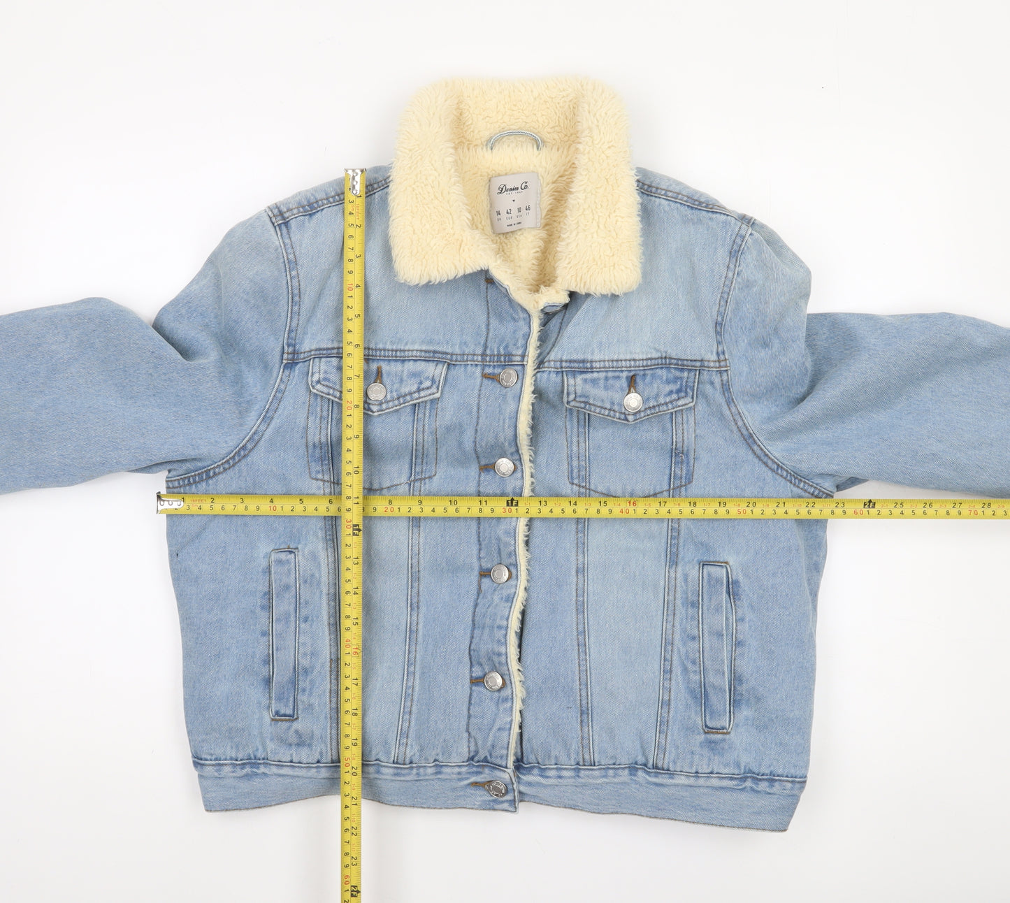 Denim Co. Women's Blue Sherpa Lined Denim Jacket Size 14