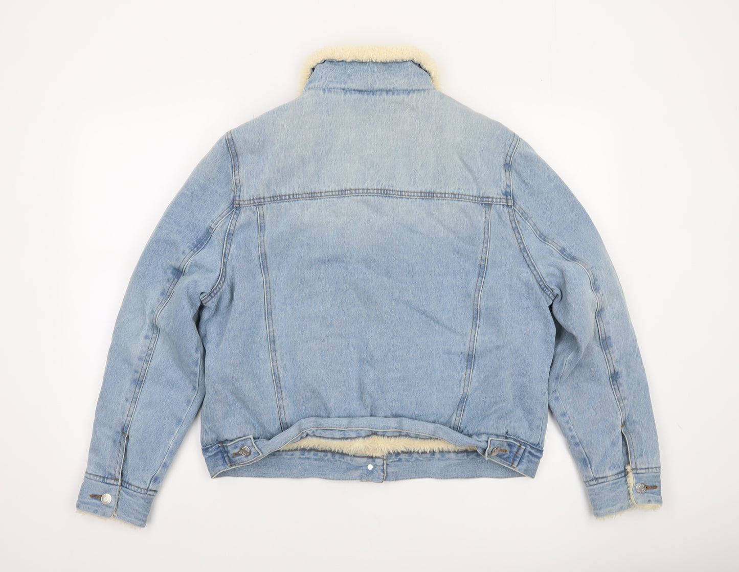 Denim Co. Women's Blue Sherpa Lined Denim Jacket Size 14